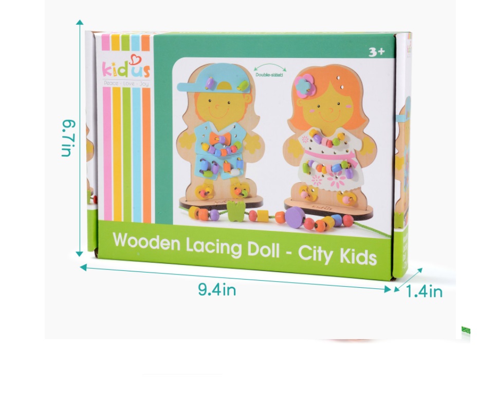 دمية كيدوس برباط خشبي - سيتي كيدز 75 قطعة لتعلم التطوير المبكر