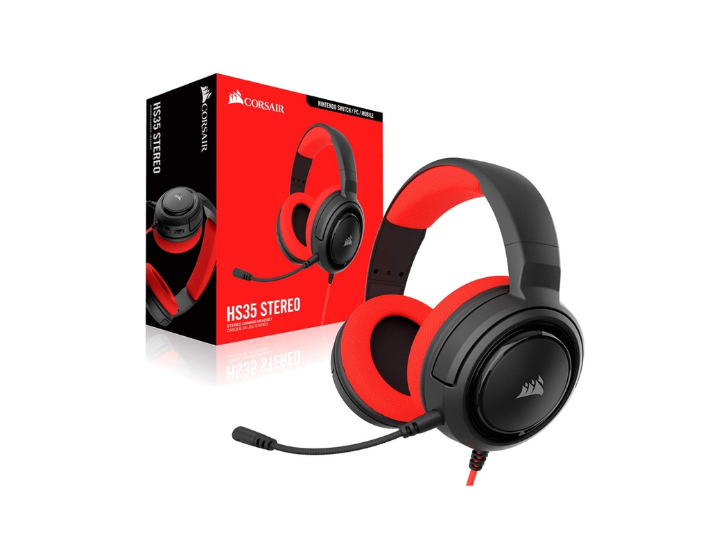 HS35 Stereo Gaming Headset - Red سماعة