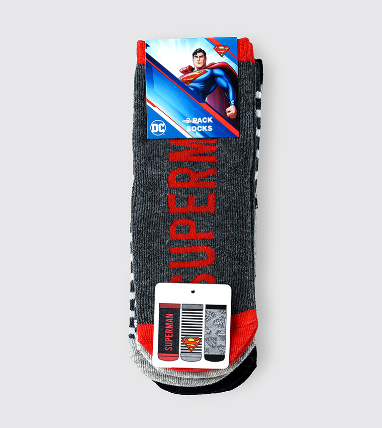 جوارب بطبعة سوبرمان -3قطعة