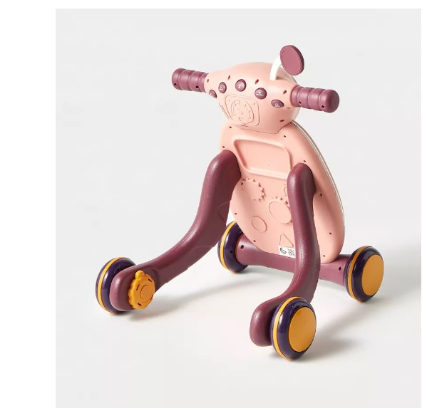 مشاية أطفال متعددة الوظائف مع ضوء وموسيقى وردي