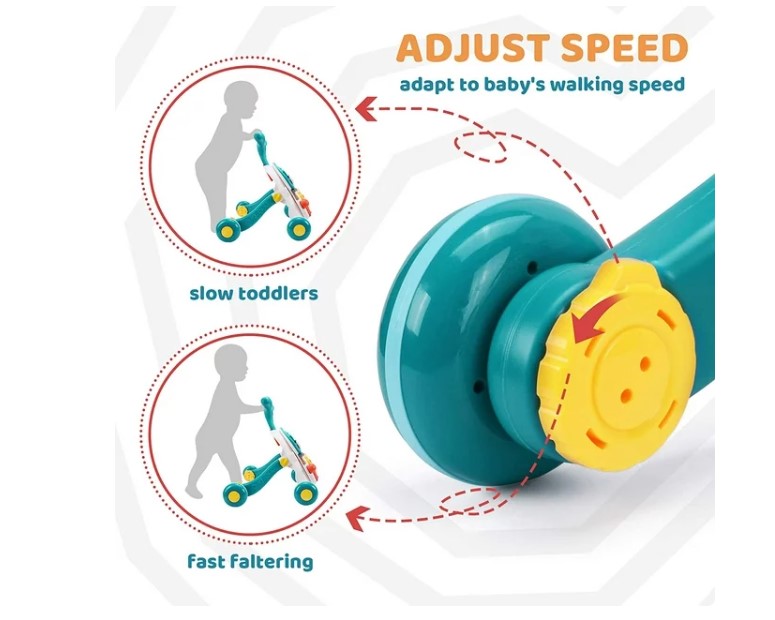 مشاية أطفال 2 في 1طاولة تعليمية -أزرق مع ضوء وموسيقى
