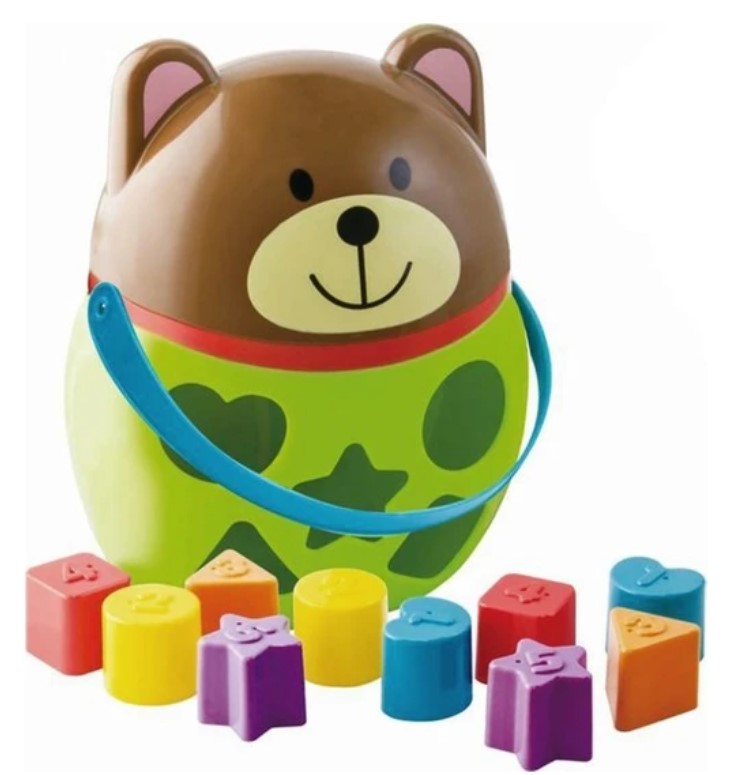 دلو على شكل دب فرز الاشكال الملونة 10 قطع