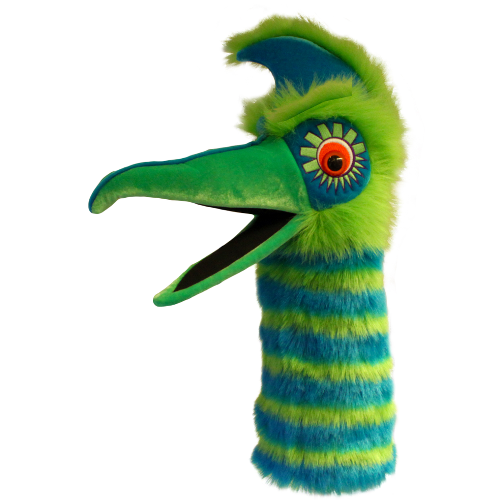 دمية يدوية طائر جرين بيرد بصوت 50 سم