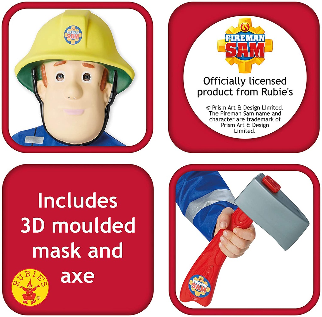 ملابس تنكرية لشخصية رجل الاطفاء سام للاولاد ، مقاس سمول، لعمر 3-4 سنوات