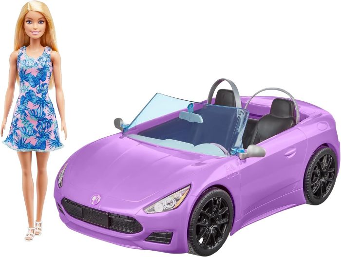 Barbie convertible car with doll