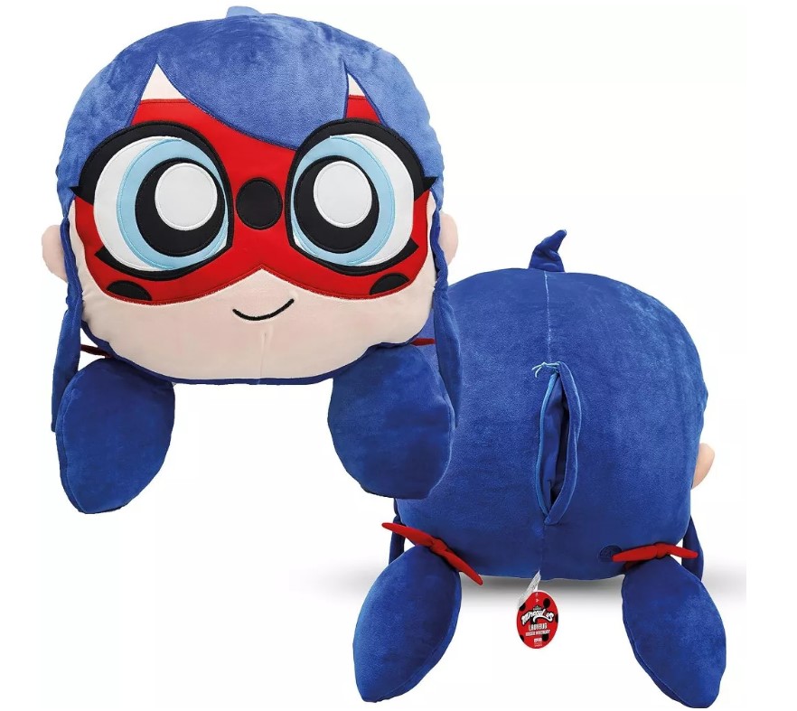 Miraculous Huggie Plush pillow with large zippered secret pocket