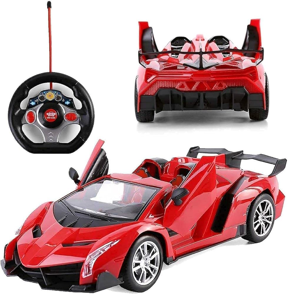 Remote control racing car with opening door