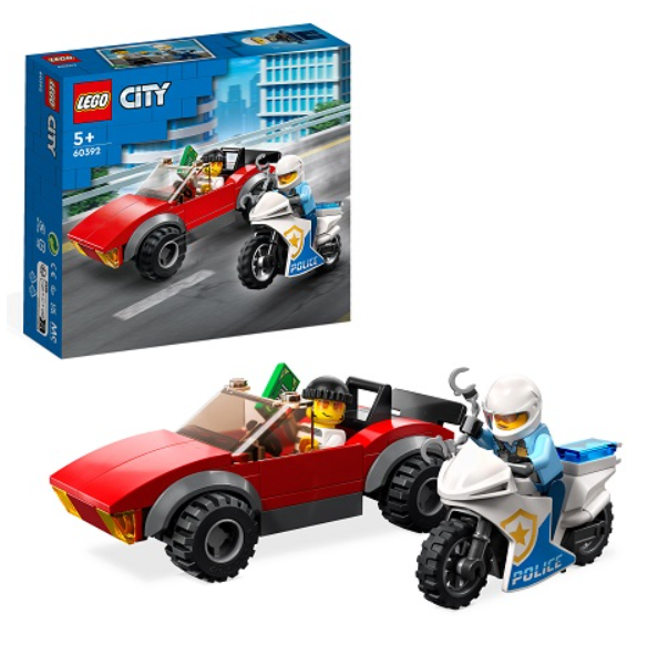 Lego police car bike chase