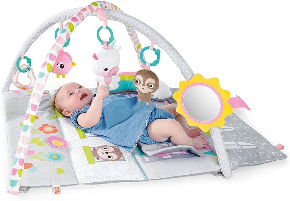 صالة ألعاب رياضية مع 6 ألعاب حسية وإضاءة موسيقية على شكل يونيكورن