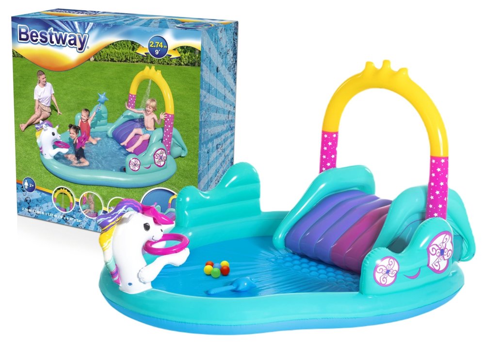Pool with slide Inflatable unicorn playground