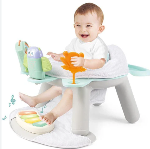 Tecnom 2 in 1 dining chair with play piano for children - white