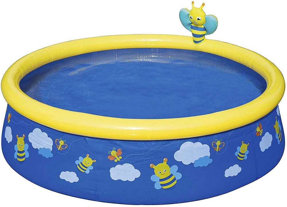 Inflatable pool with rapid spray