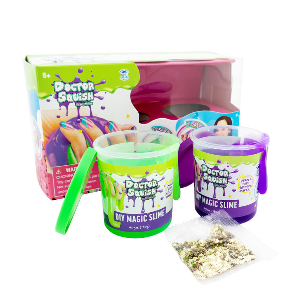 DOCTOR SQUISH - DIY MAGIC SLIME DOUBLE SET - GREEN AND PURPLE - 240 GRAMS