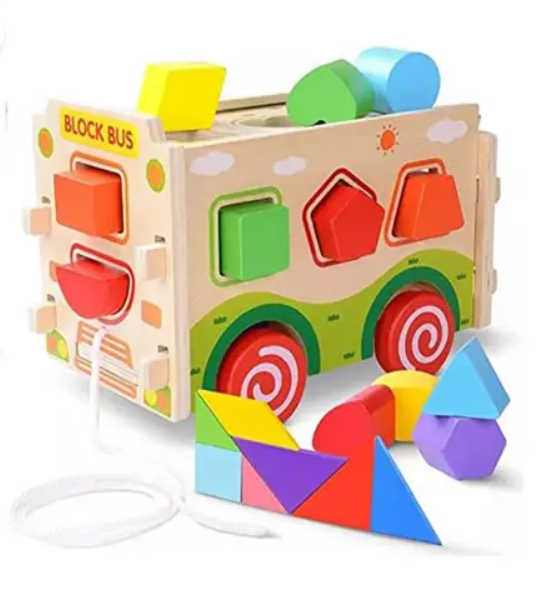 Baby Love Wooden Blocks with 3D Push Truck