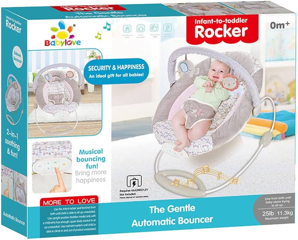 كرسي هزاز بلاستيك مع موسيقى من بيبي لوف