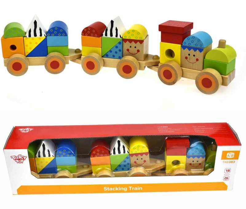 Toki Toy Wooden Stacking Train Toy