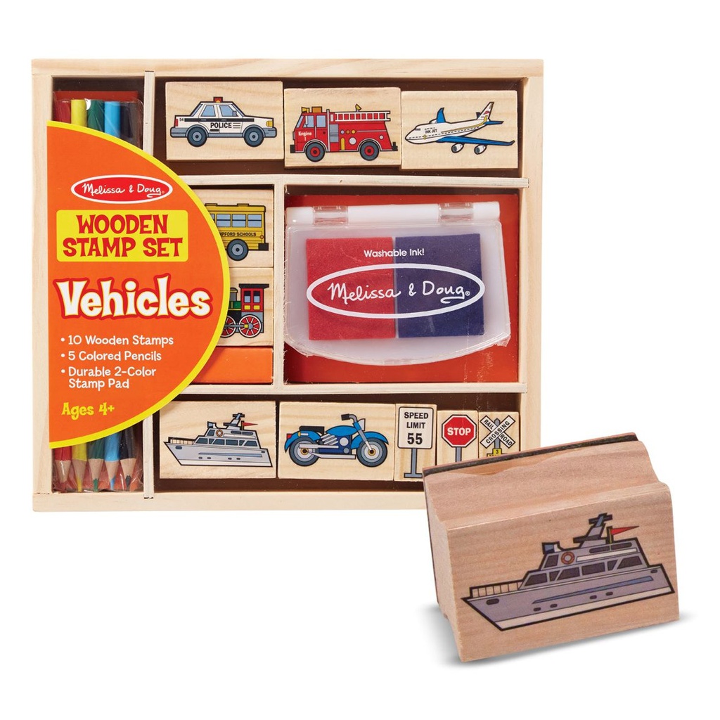 Melissa and Doug Vehicles Wooden Stamp Set