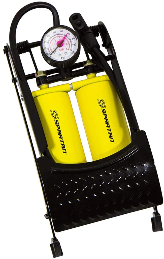 SPARTAN Foot Pump - Double cylinder, Black, SP-9022