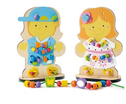 [TH1079] Kidos Wooden Drawstring Doll - City Kids 75 Pieces Early Development Learning