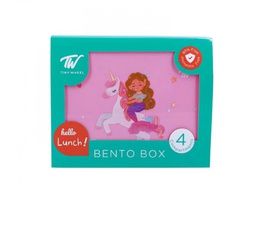 [9841] Tiny Wheel Pink Unicorn Four Section Lunch Box