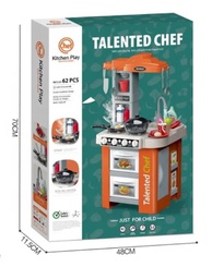 [922-128] Kitchen cutlery table with light and music - 67-piece