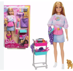 [HNK95] Barbie doll and 10 accessories play set - with puppy and hair styling cart