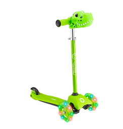 [1438074] A dinosaur-shaped scooter for children with three pushable wheels and lighting